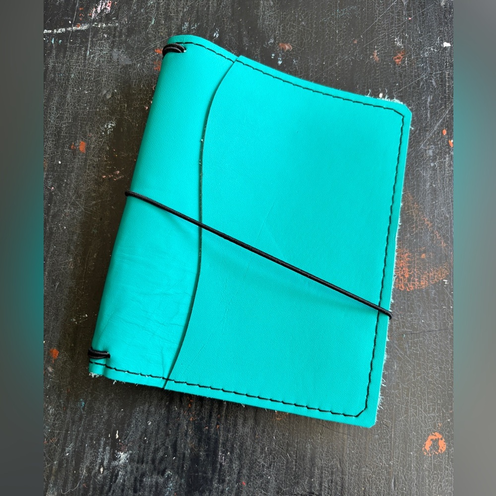 turquoise genuine leather travel journal portfolio organizer
